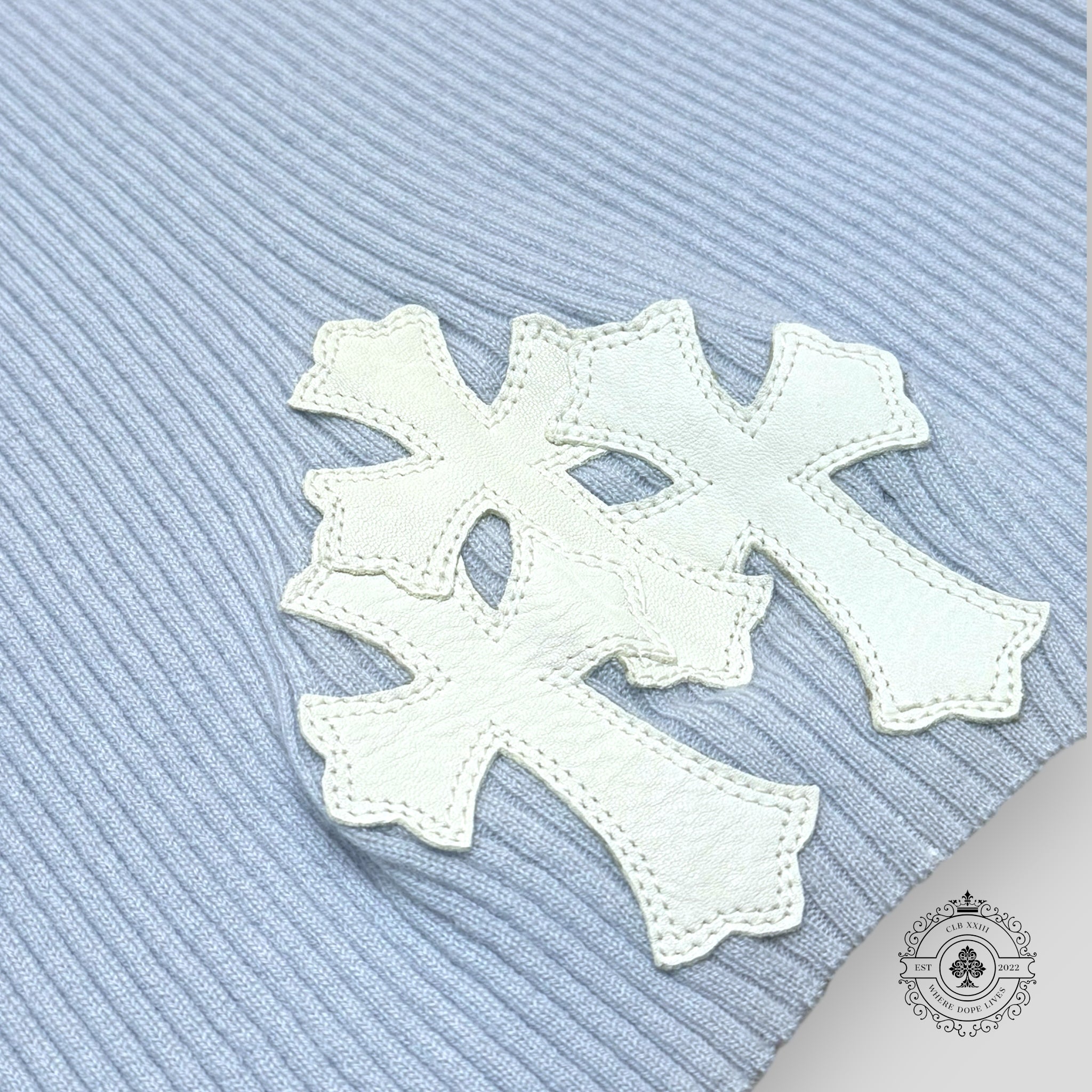 Chrome Hearts Cashmere Short-Sleeve Sweater in Blue