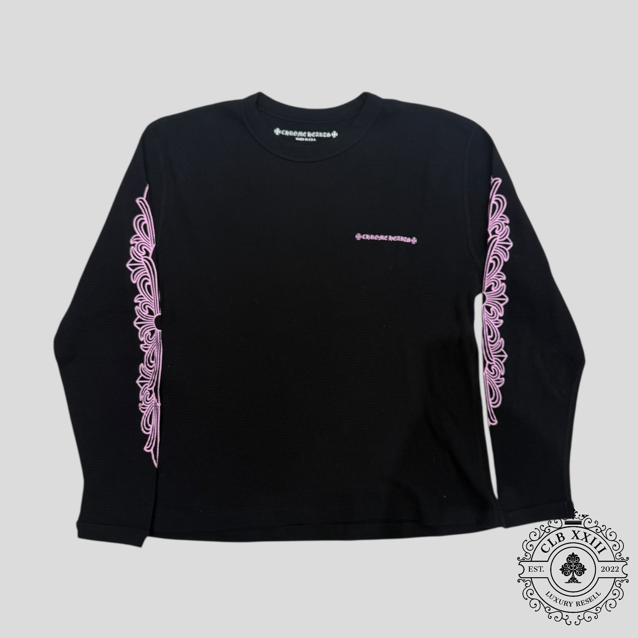 Chrome Hearts Matty Boy Pink Script Thermal Longsleeve