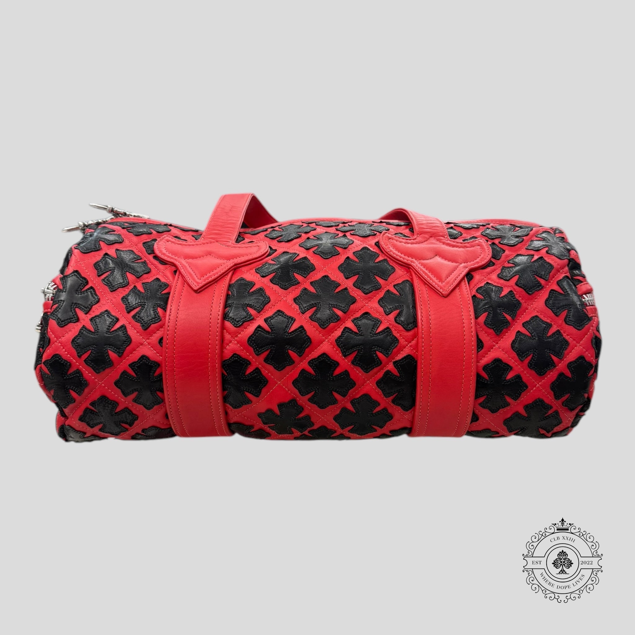 Chrome Heart Plus Pattern Mini Duffle in Red