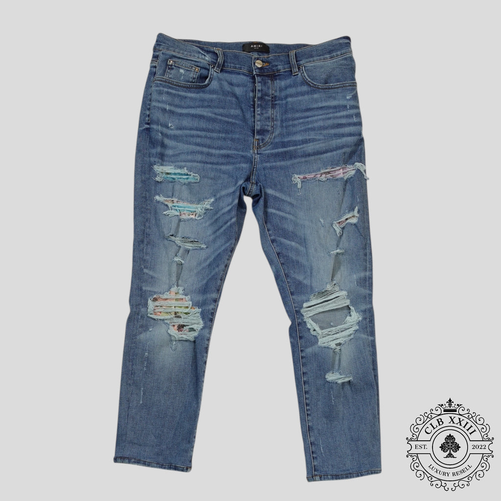 Amiri Palm Tree Patch Jeans in Indigo