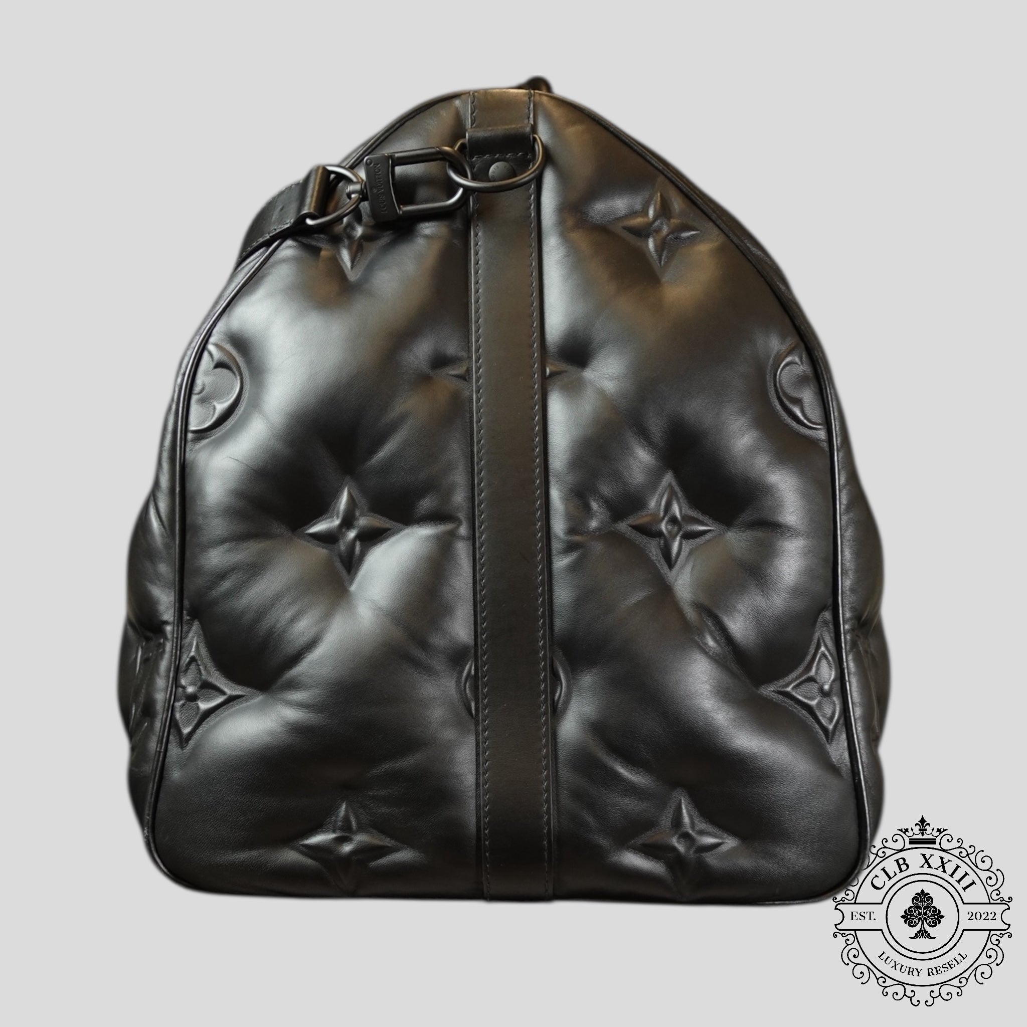 Louis Vuitton Lambskin Monogram Keepall Puffer Xl Bandouliere 75 in Black