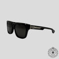 Chrome Hearts Diamond Embellished Box Officer Sunglasses in Black/Silver