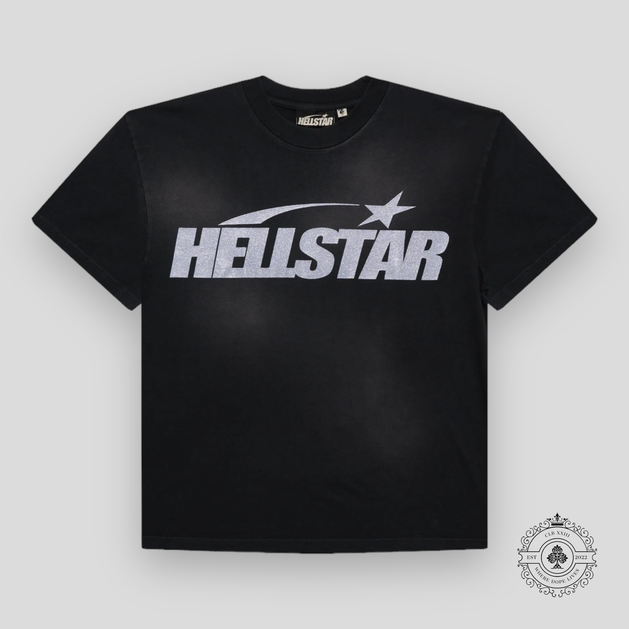 Hellstar Sport Logo Gel T-Shirt in Black / Glitter