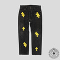 Chrome Hearts Cross Patch Jeans in Black/Yellow