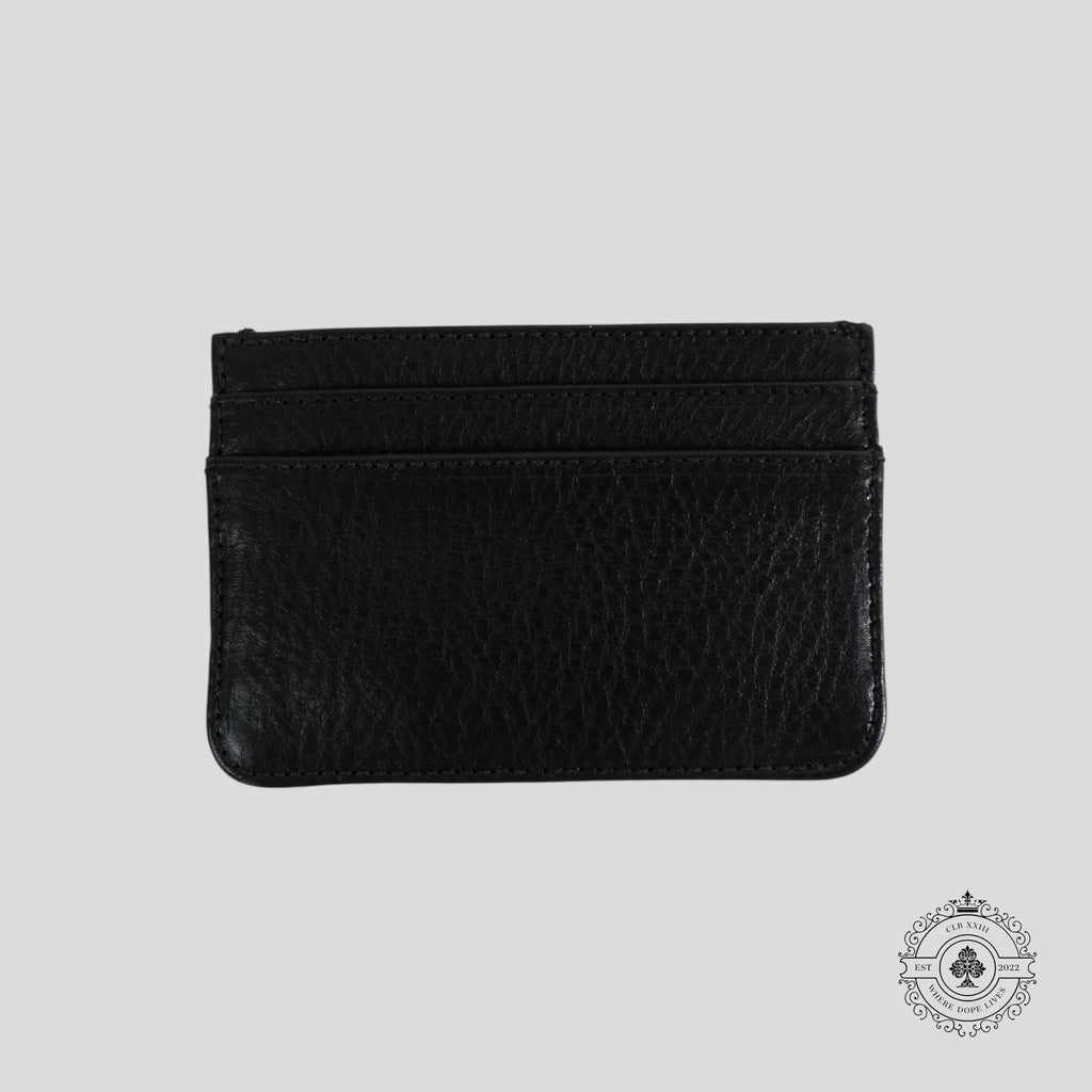 Chrome Hearts Leather Scroll Plate Cardholder in Black