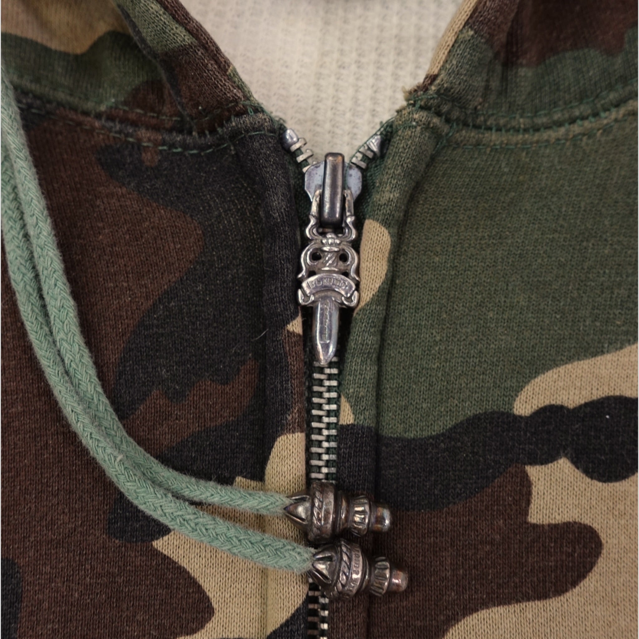 Chrome Hearts Vintage Cross Patch Thermal Zip Up Hoodie
