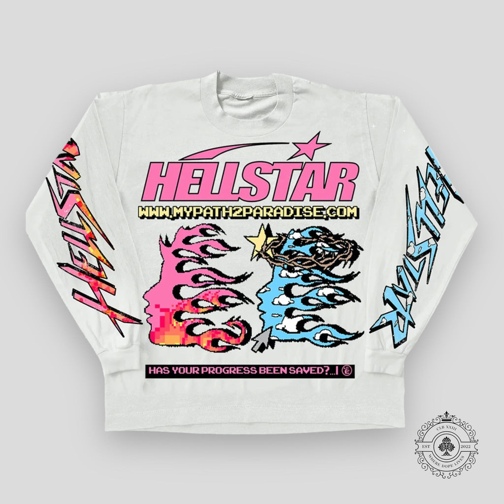 Hellstar Pixel L/S Tee in White