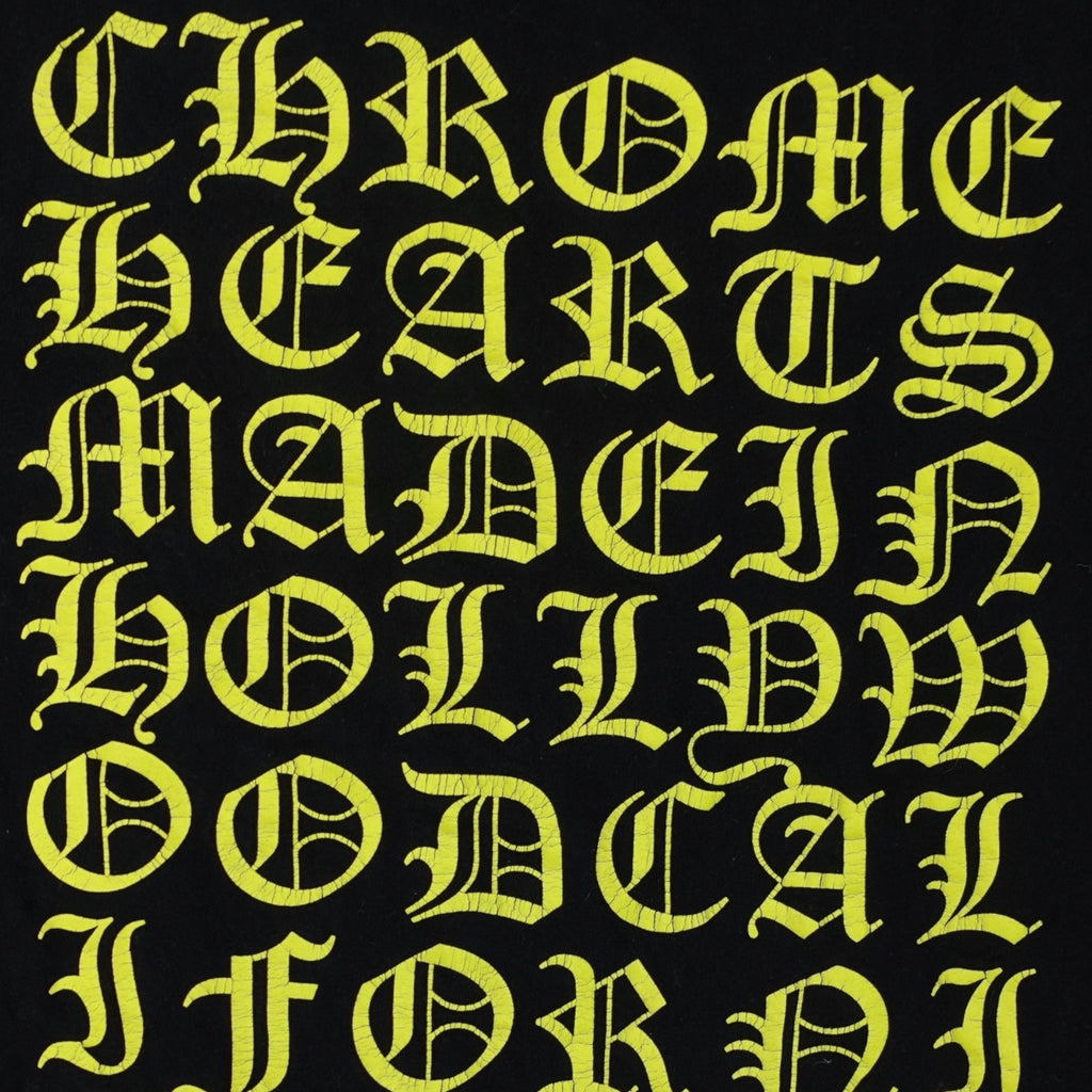 Chrome Hearts Eyechart Long Sleeve Shirt in Black/ Neon Green