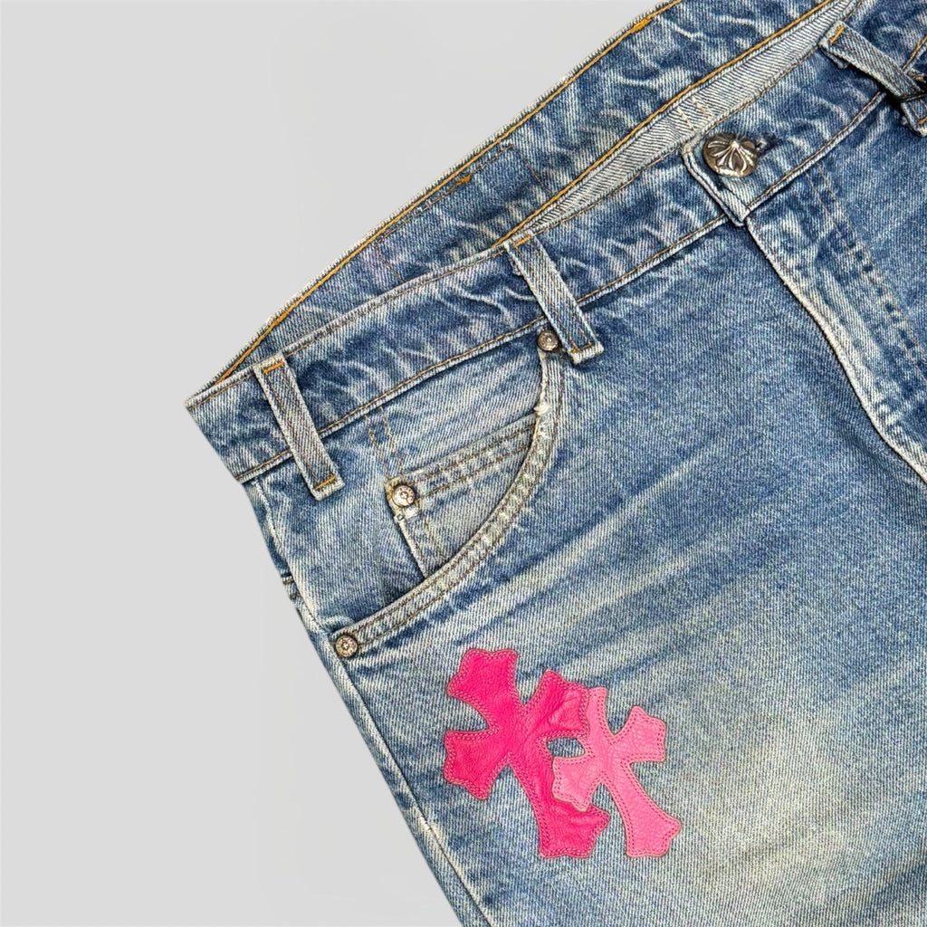 Chrome Hearts Cross Patch Jeans in Pink