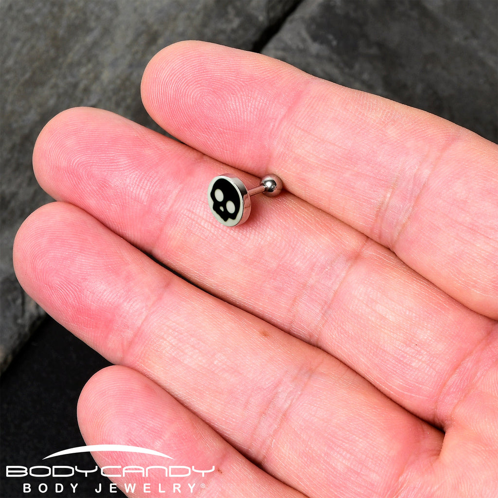 16G 1/4 Glow in the Dark Simple Skull Tragus Cartilage Earring by Onyx O
