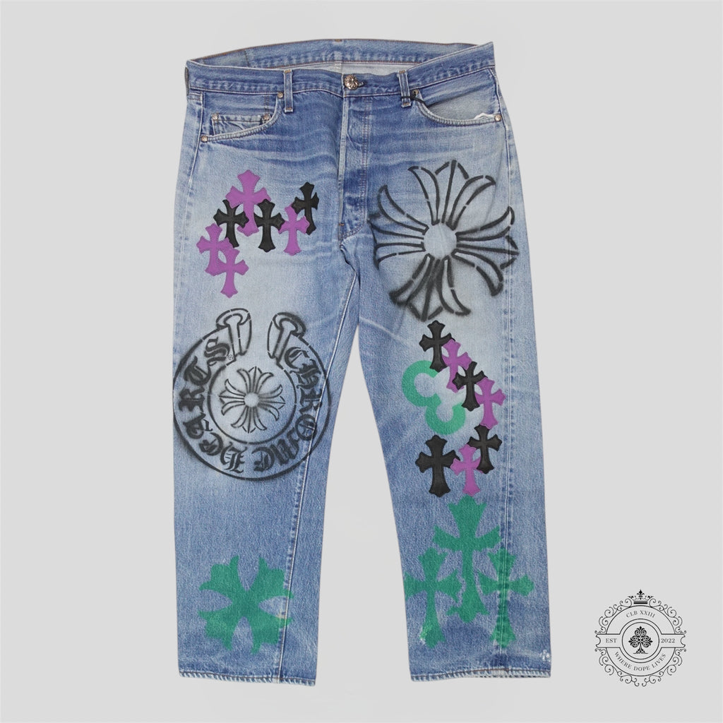 Chrome Hearts Levi's Stencil Cross Patch Jeans