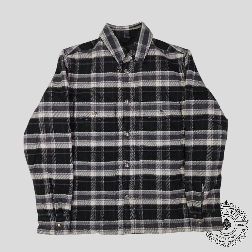 Chrome Hearts Padded Flannel Shirt in Black/White