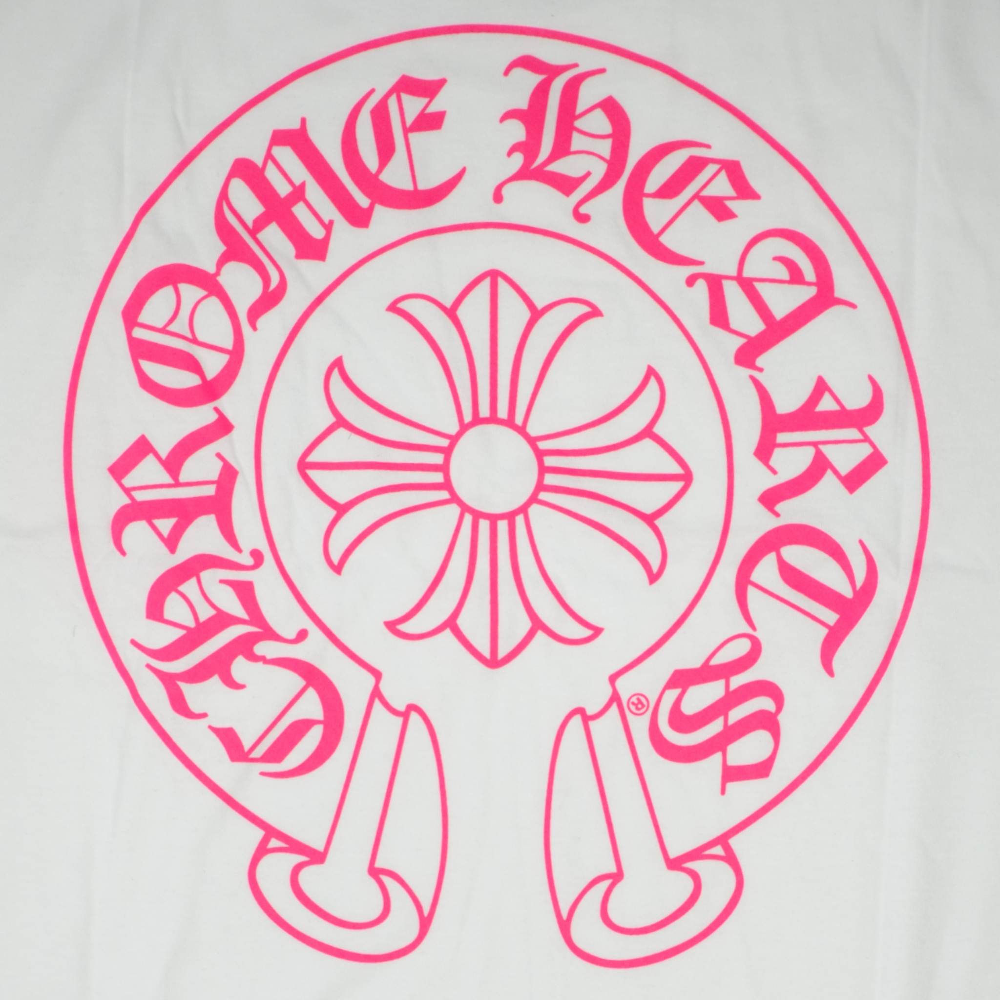 Chrome Hearts Horseshoe Logo Tee in White/Pink