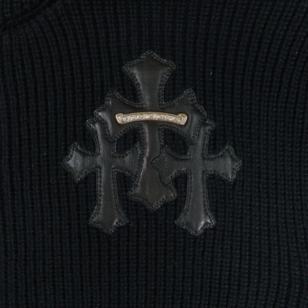 Chrome Hearts Cashmere Cross Patch Zip Up Hoodie in Black