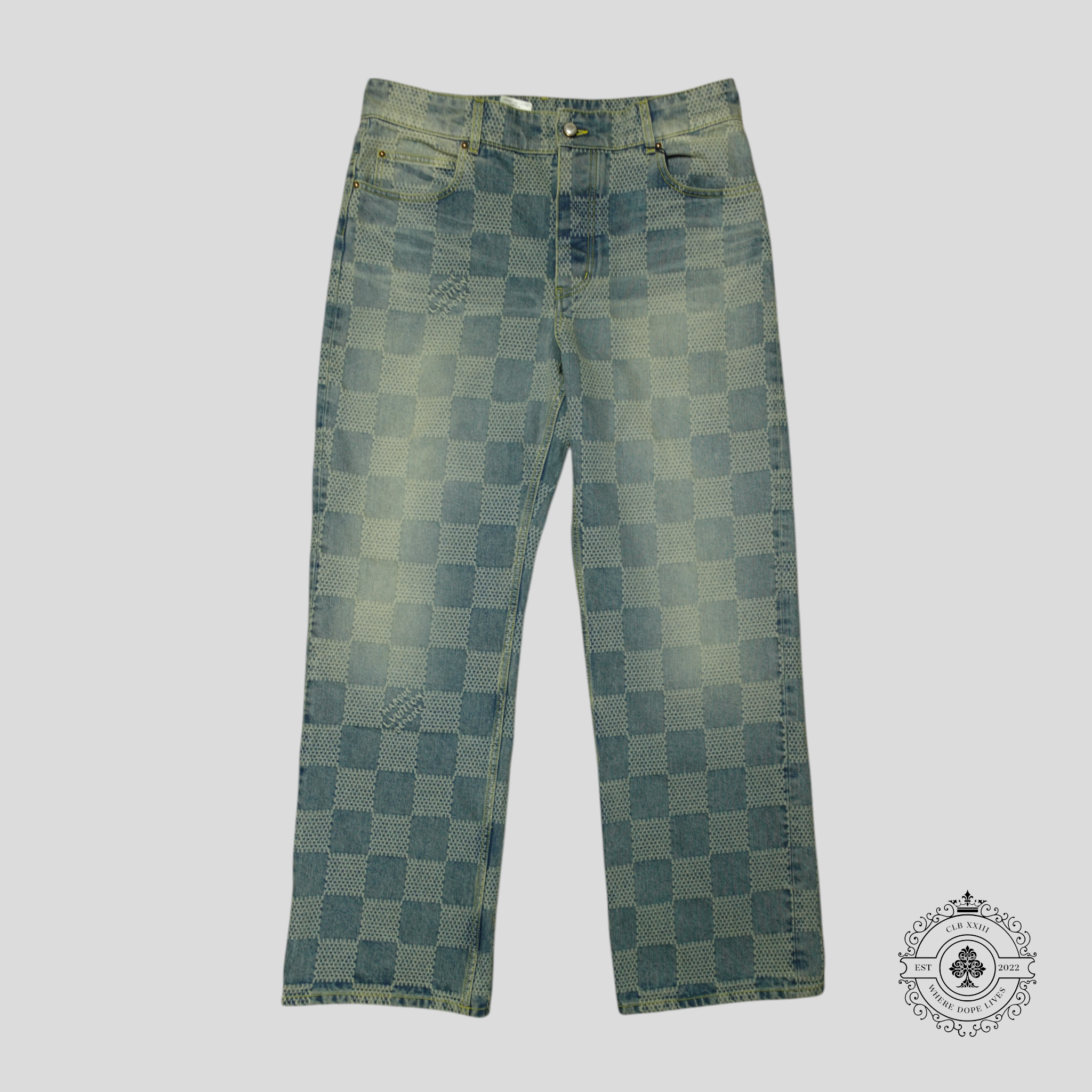 Louis Vuitton 3D Damier Denim Skate Pants in Medium Wash