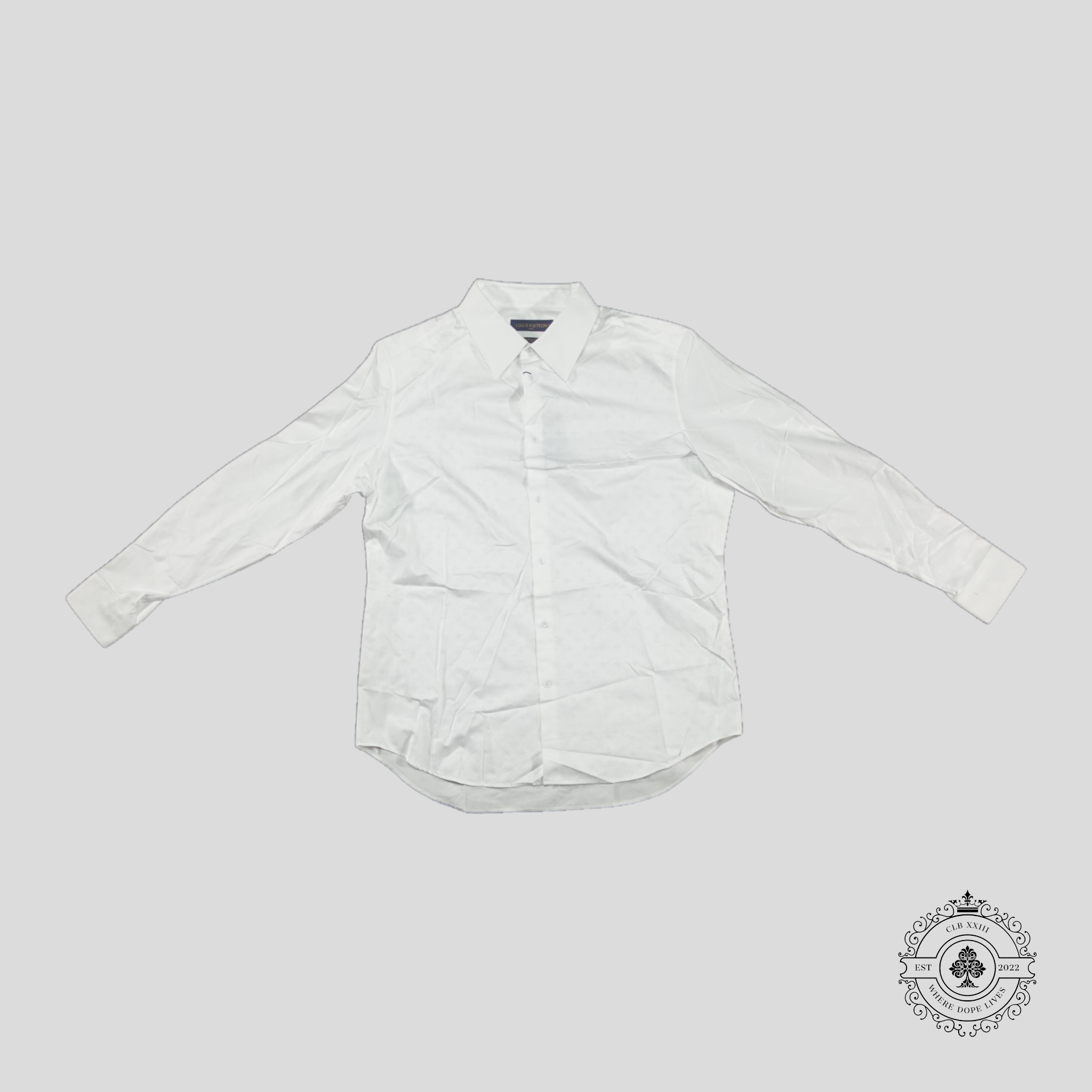 Louis Vuitton Monogram Long Sleeve Button Up in White