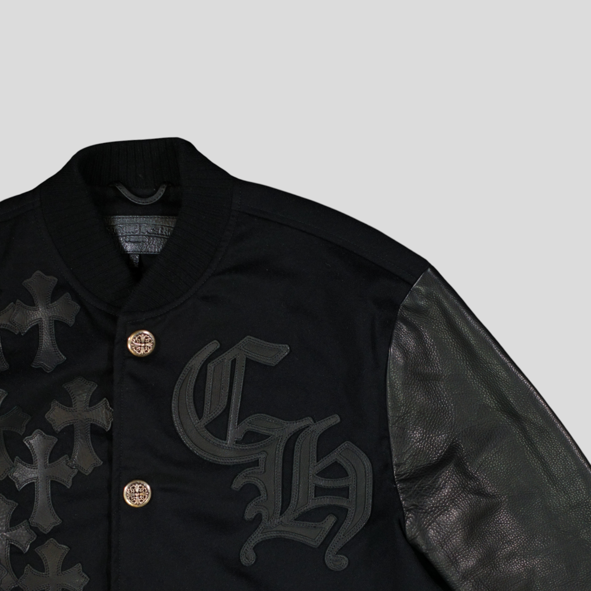 Chrome Hearts Cross Patch Varsity Jacket in Black