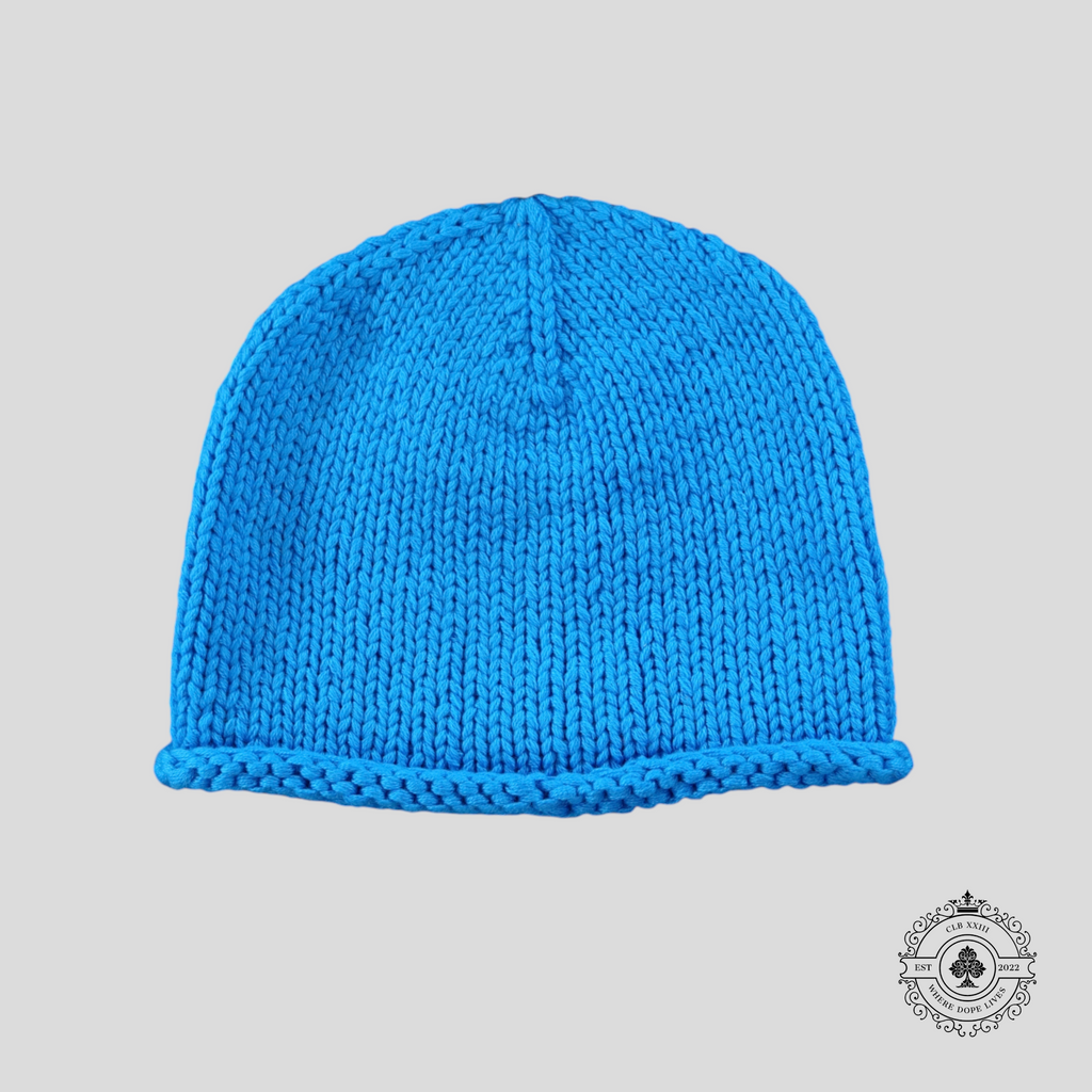 Chrome Hearts Cashmere Cross Patch Beanie in Blue/Purple
