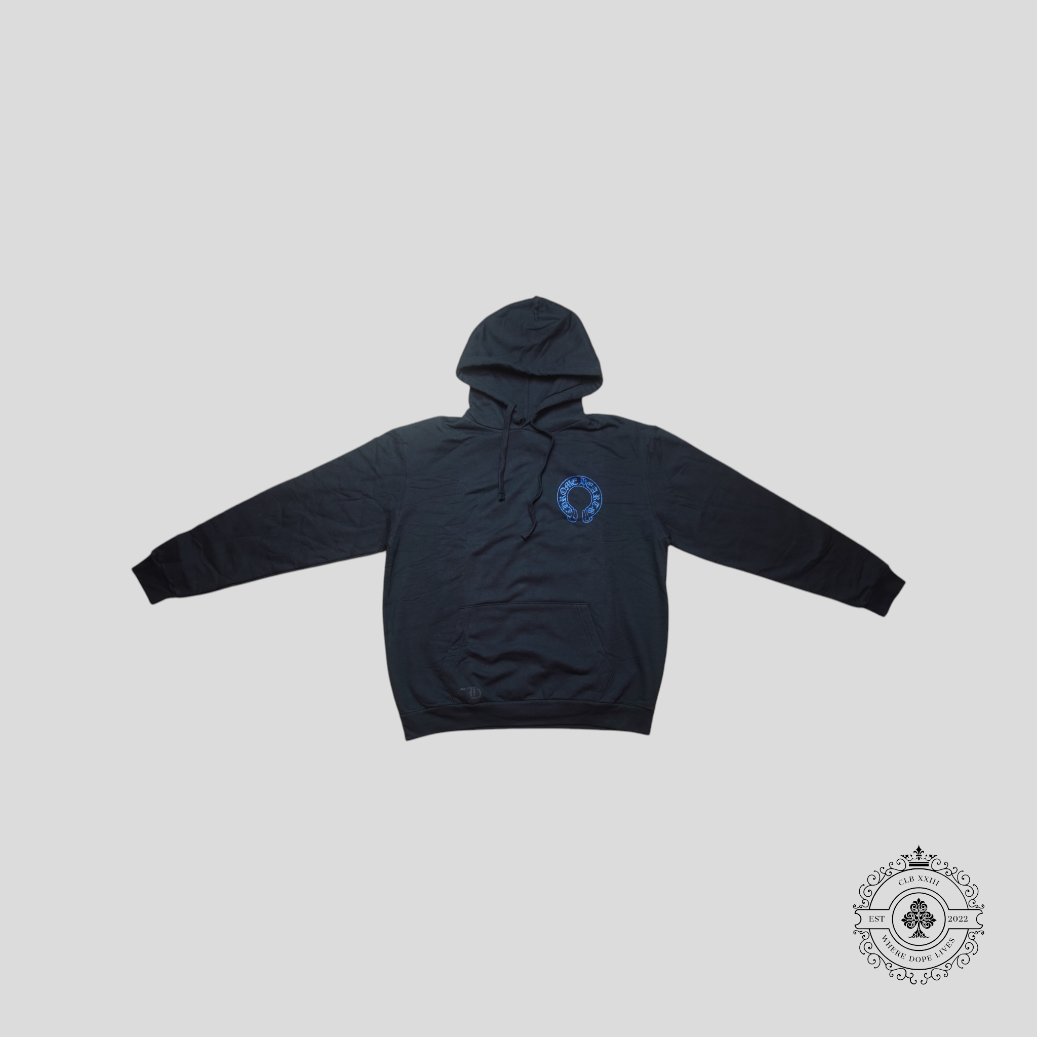Chrome Hearts Horseshoe Hoodie in Black/Blue