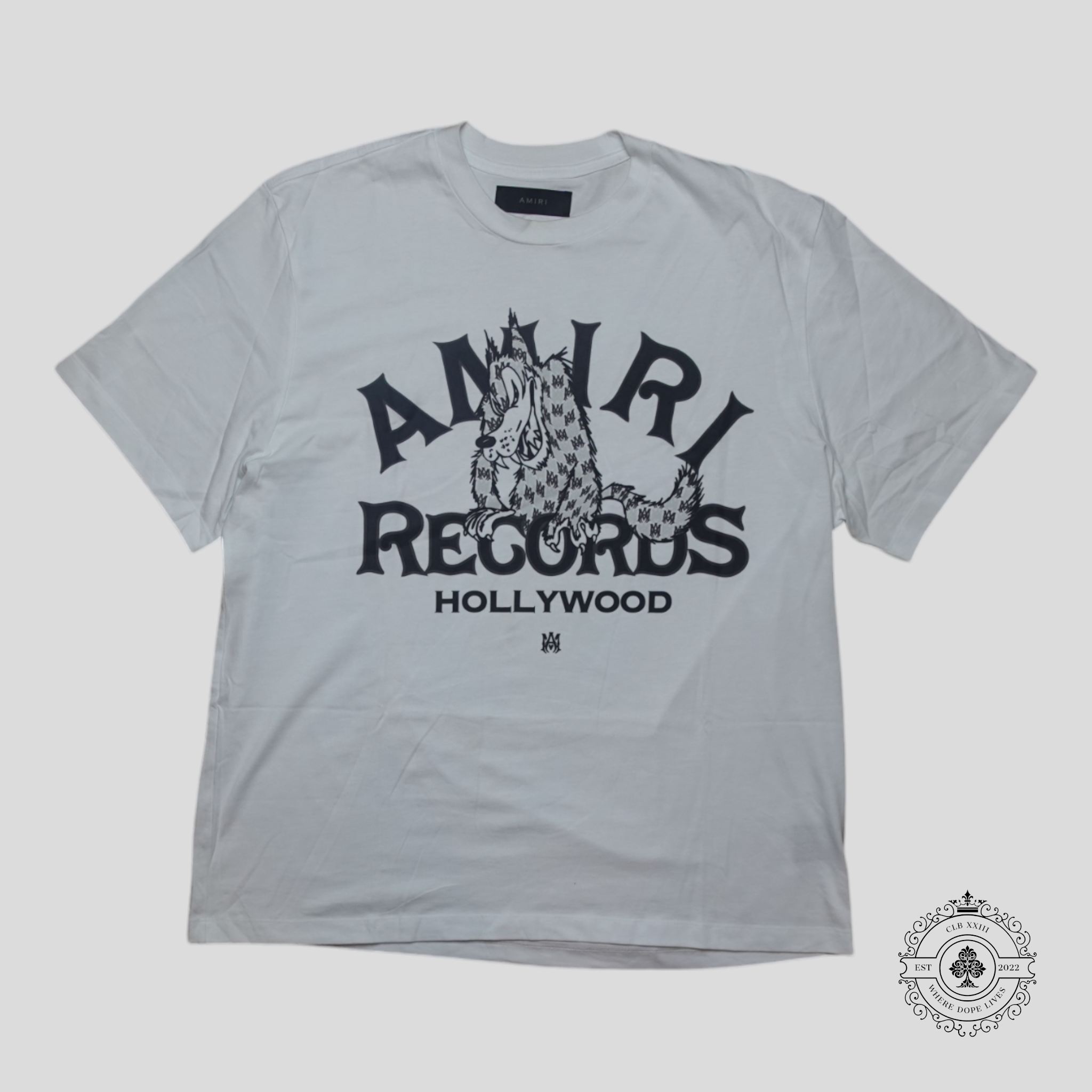 Amiri Records Wolf T-Shirt in White/Black