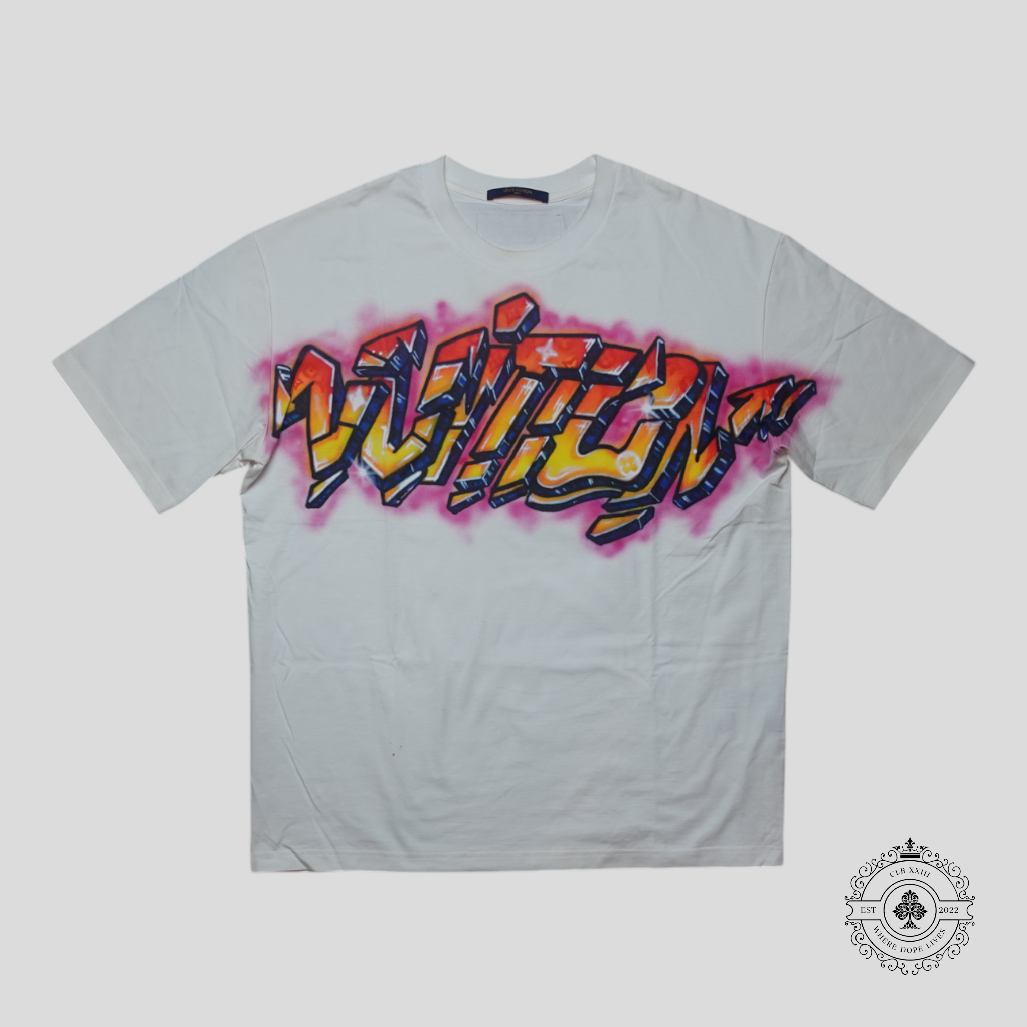 Louis Vuitton Graffiti Logo T-Shirt in White/Multicolor