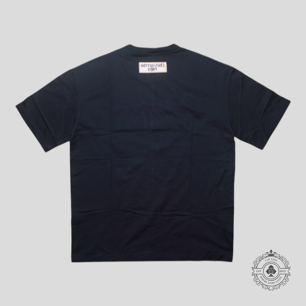 Louis Vuitton Beads Embroidered T-Shirt in Black/Silver