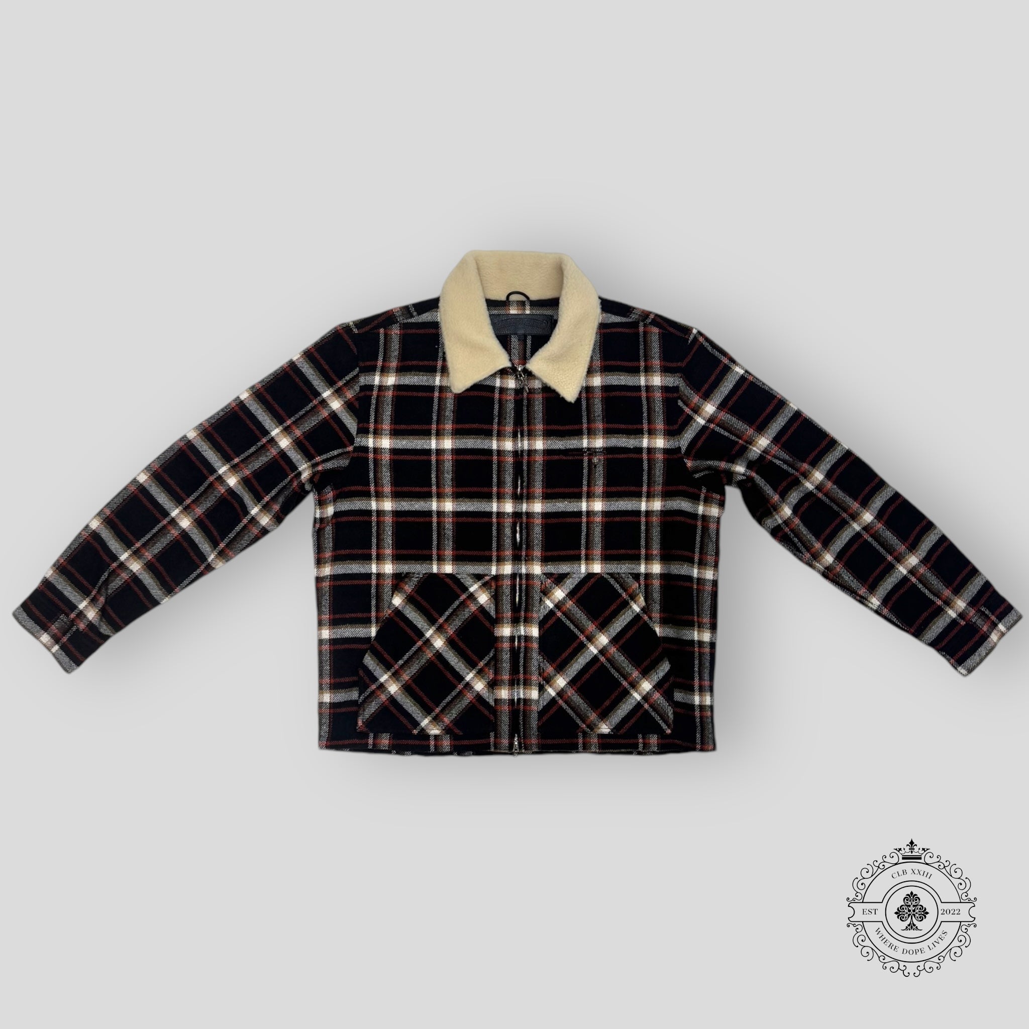 Chrome Hearts Shearling Collar Zip-Up Jacket