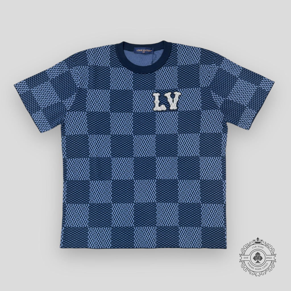 Louis Vuitton Damier Short-Sleeved Crewneck with LV Crystal Patch