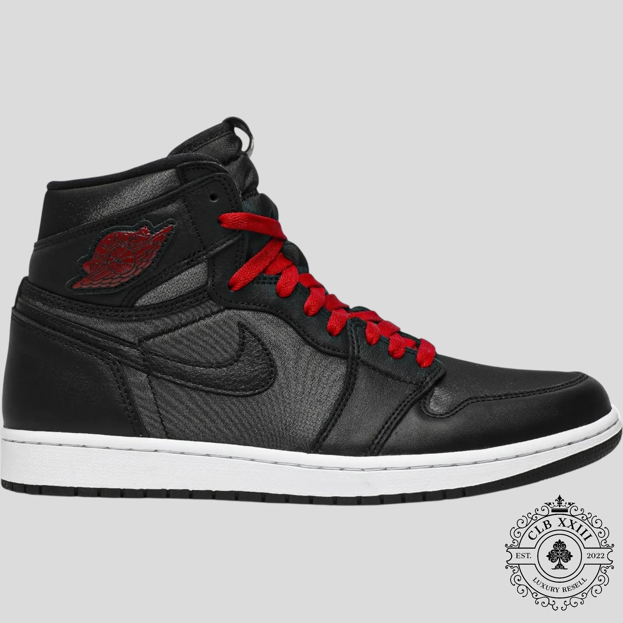 Air Jordan 1 Retro High Black Satin Gym Red