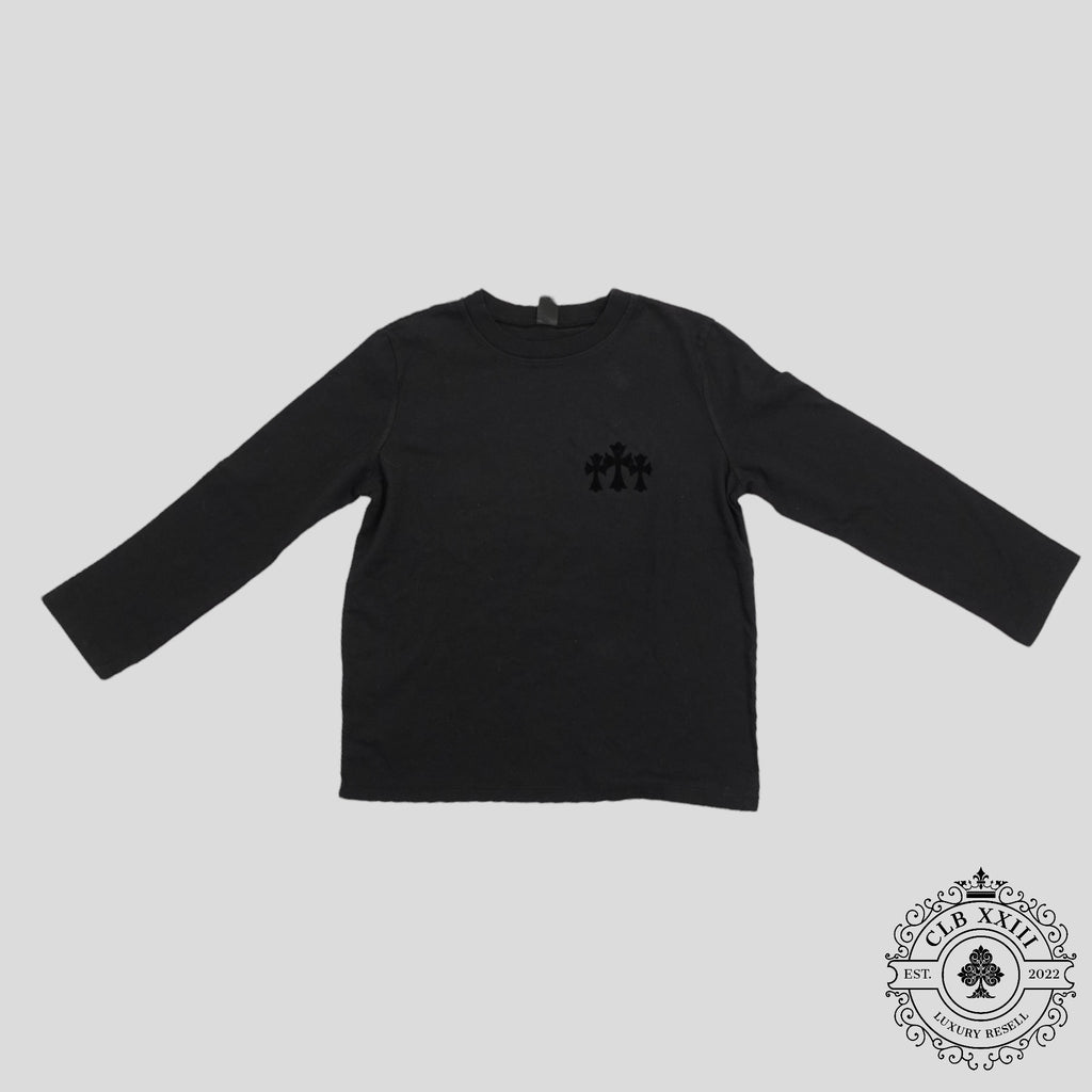 Chrome Hearts Women's Triple Cross Flocked Long Sleeve in Black