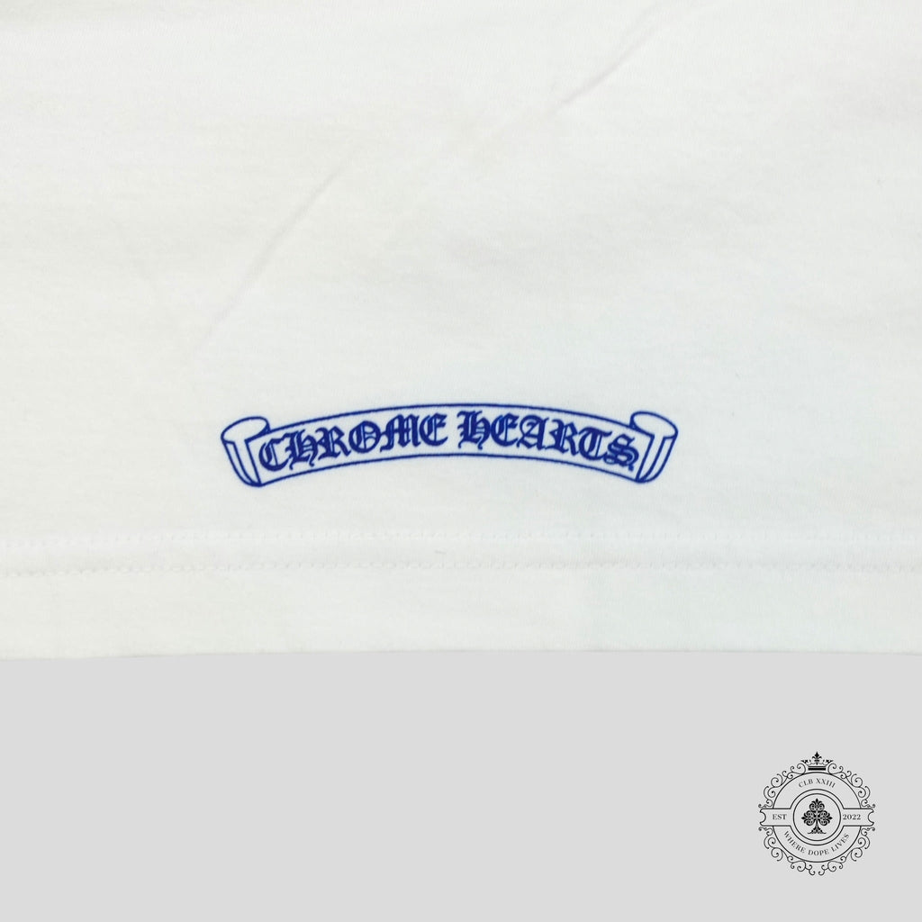 Chrome Hearts Neck Logo Tee in White/Blue