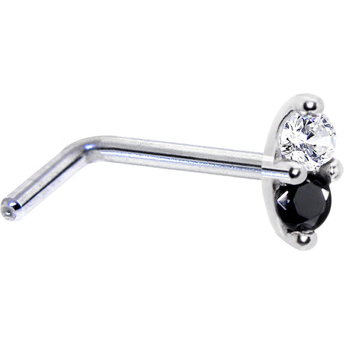 14k White Gold Black 1.5mm CZ Marquise Nose Ring