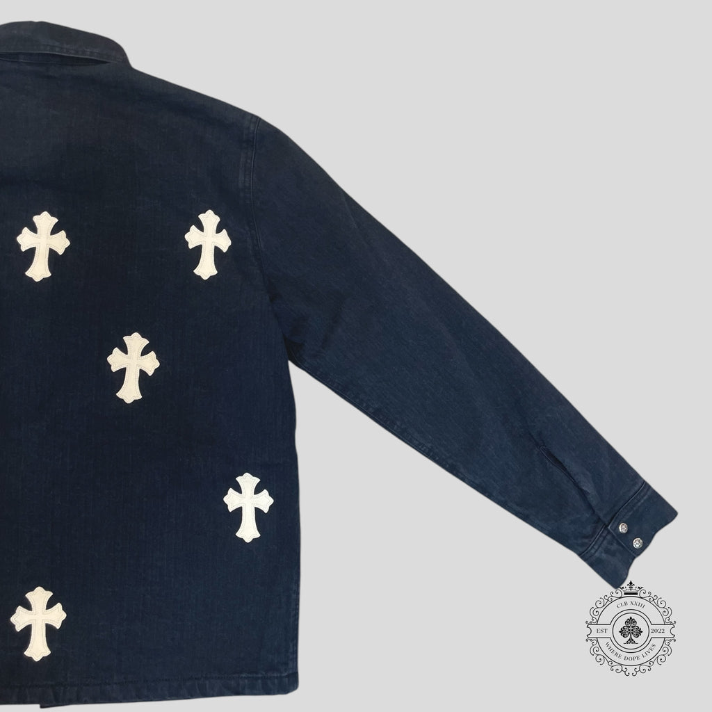 Chrome Hearts Cross Patch Cotton Coat in Washed Black