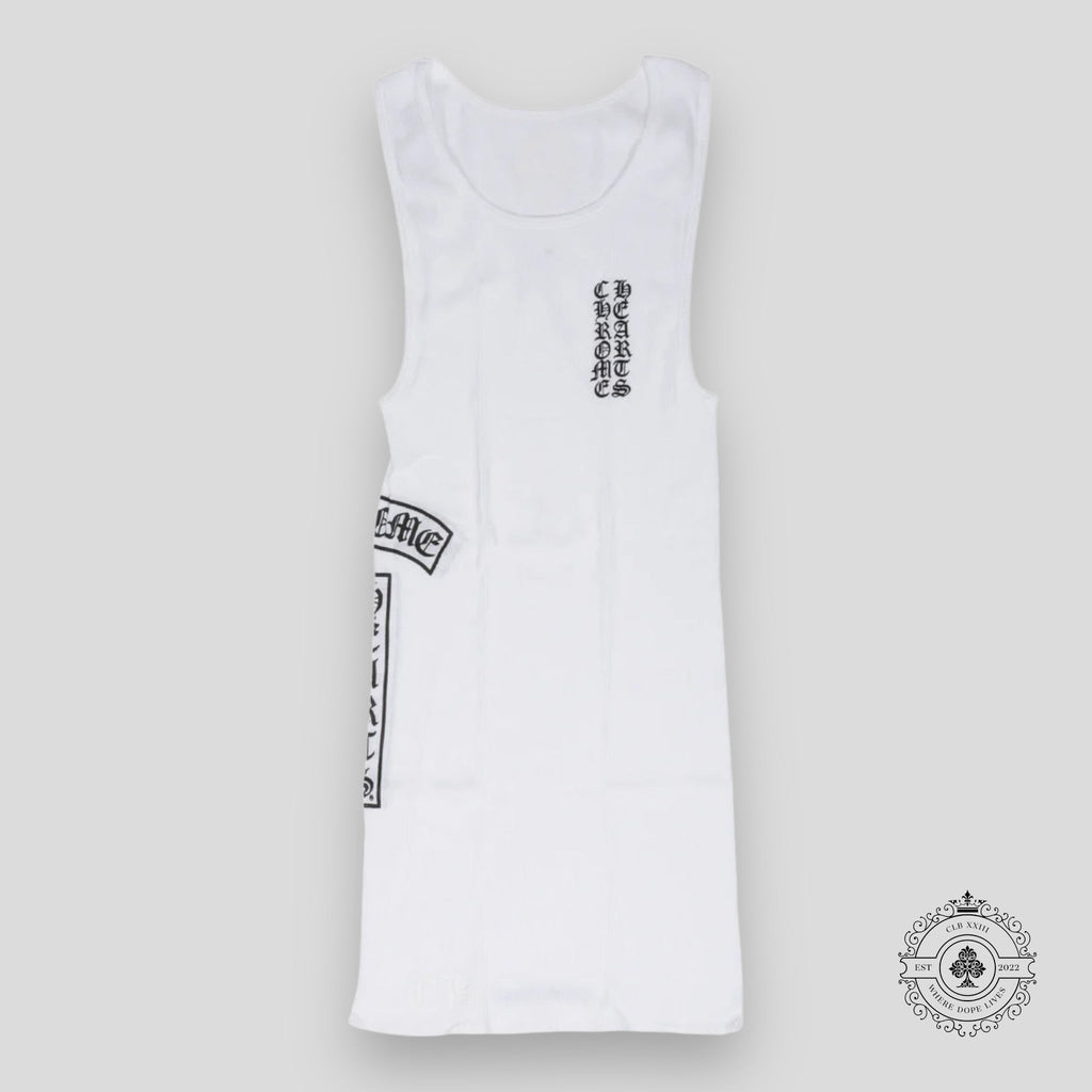 Chrome Hearts Vertical Logo Tank Top in White
