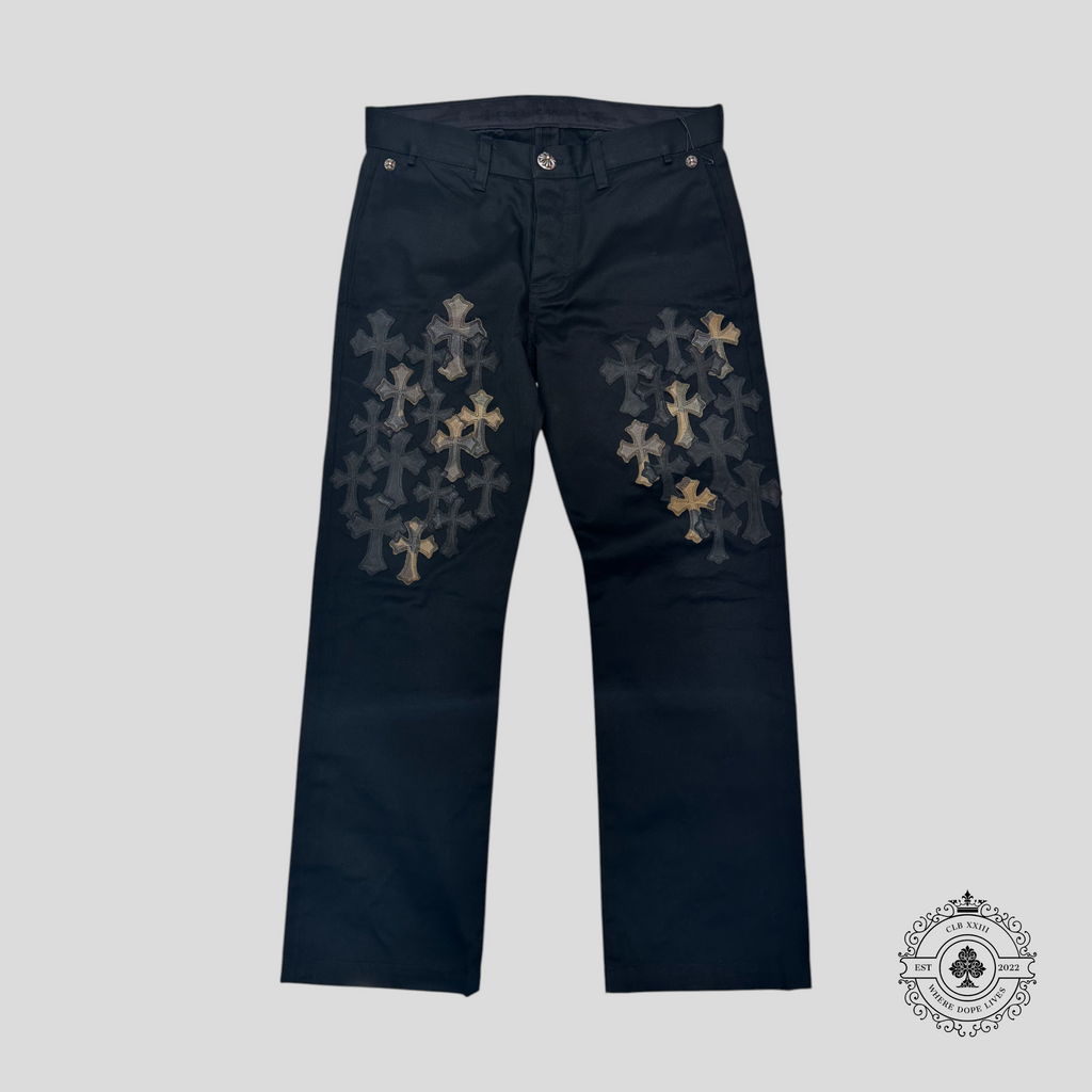 Chrome Hearts Leather Cross Patch Chinos in Black/Camo
