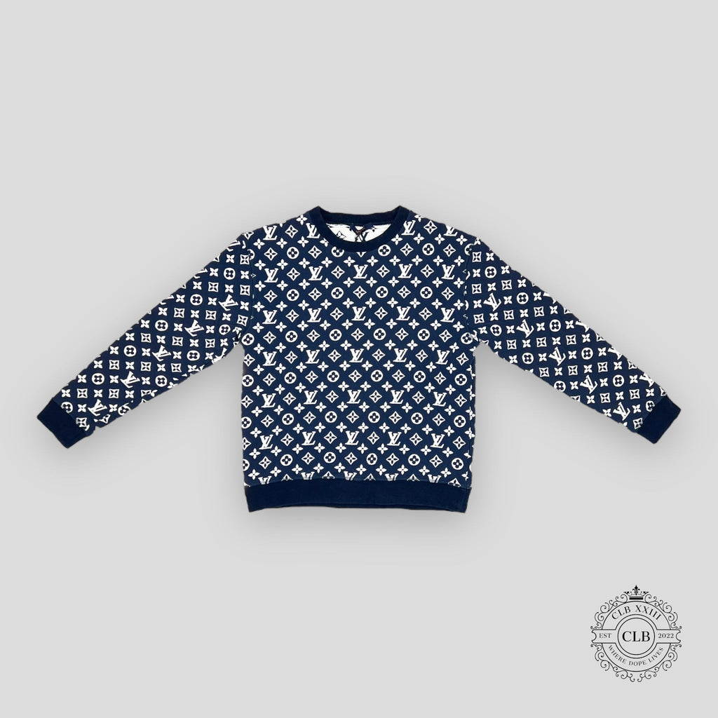 Louis Vuitton Full Monogram Jacquard Crewneck - Navy
