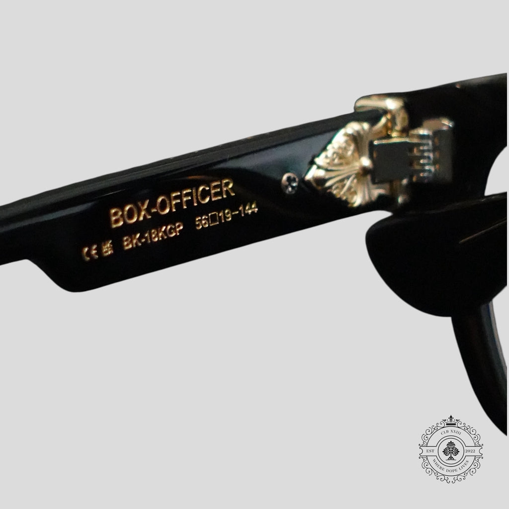 Chrome Hearts Box Officer Glasses in Black/Gold