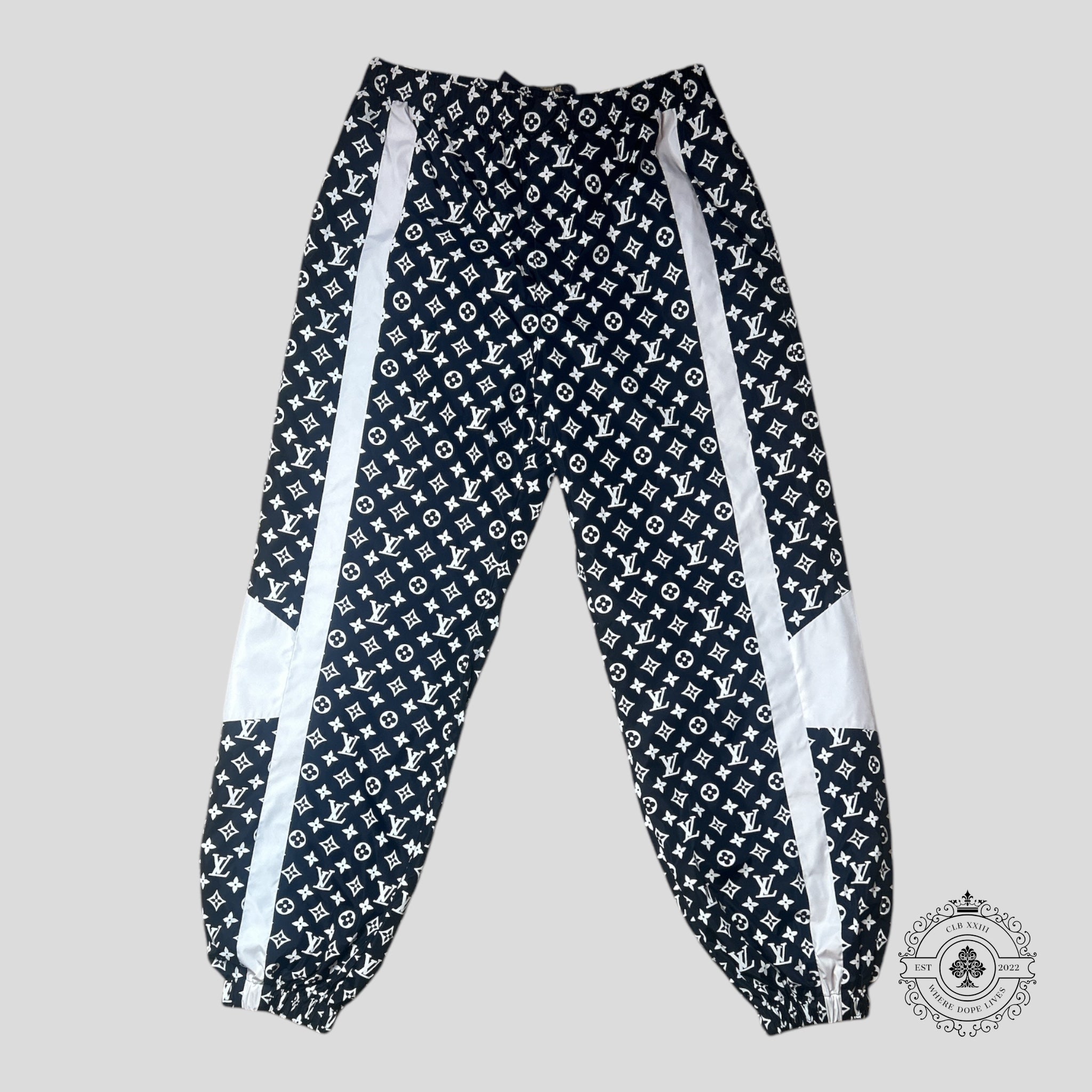 Louis Vuitton Monogram Printed Technical Trackpants in Black/White