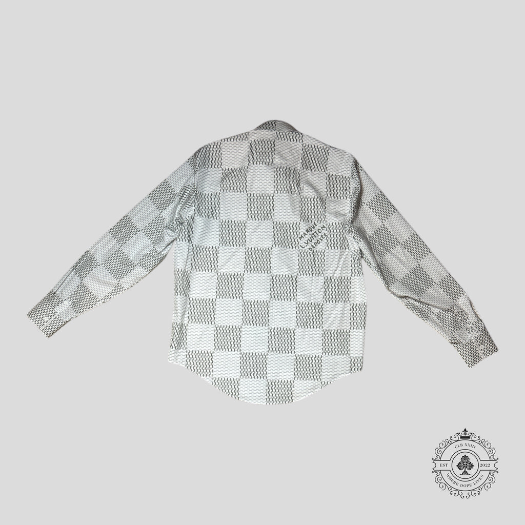 Louis Vuitton Damier Button Up Shirt in White/Grey