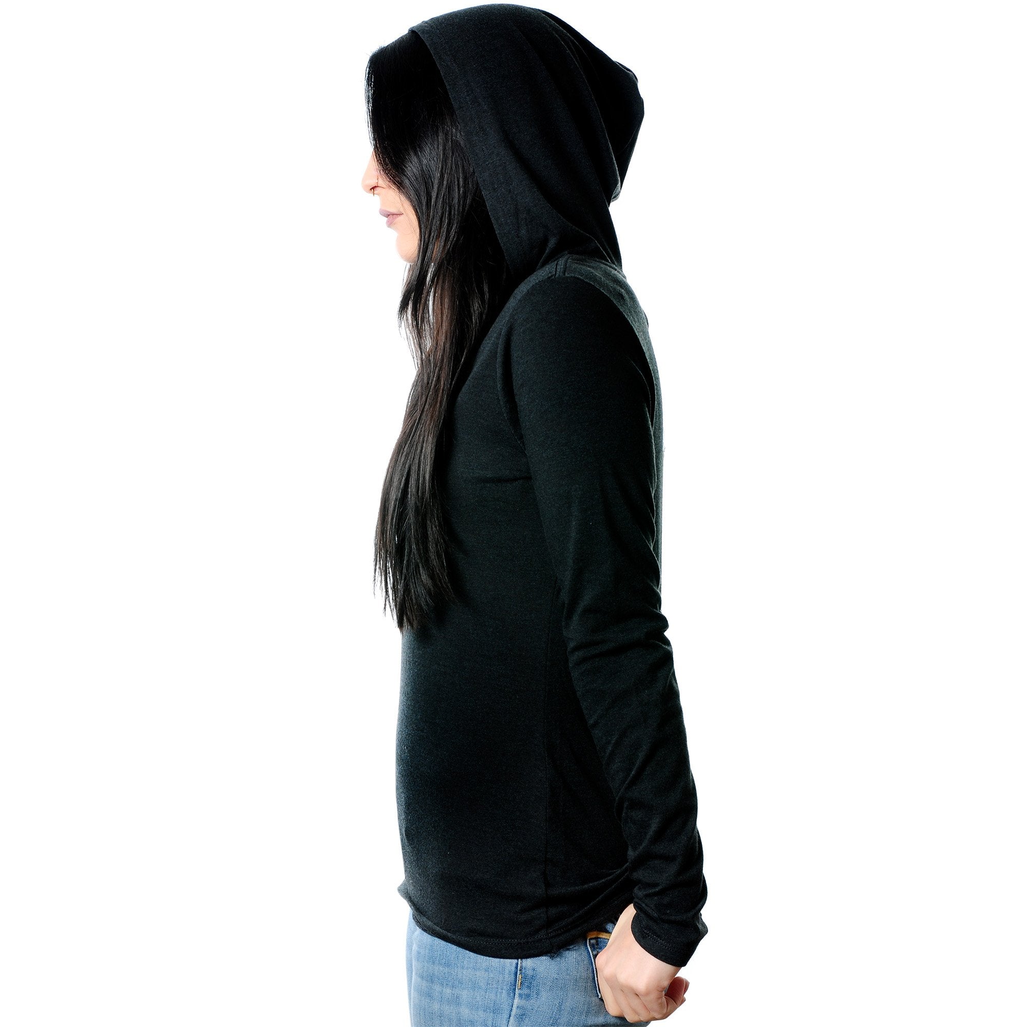 hashtag pierced Black Tapered Long Sleeve Hoodie