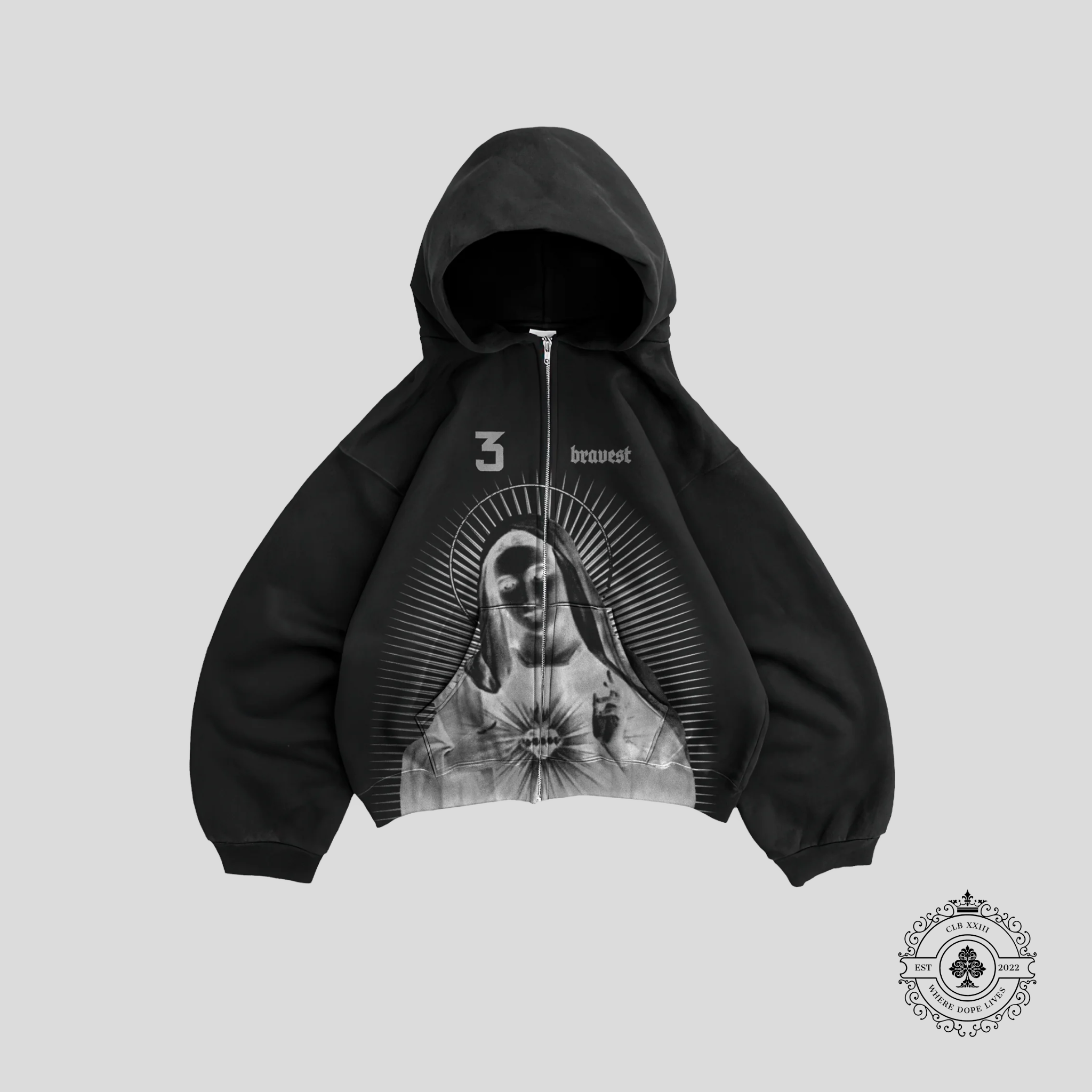 Bravest Studios Mary Zip Up Hoodie in Black