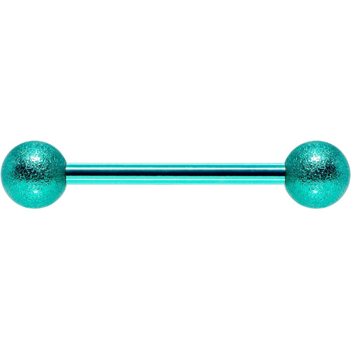 14G 5/8 Green Color PVD Sandblasted Barbell Tongue Ring