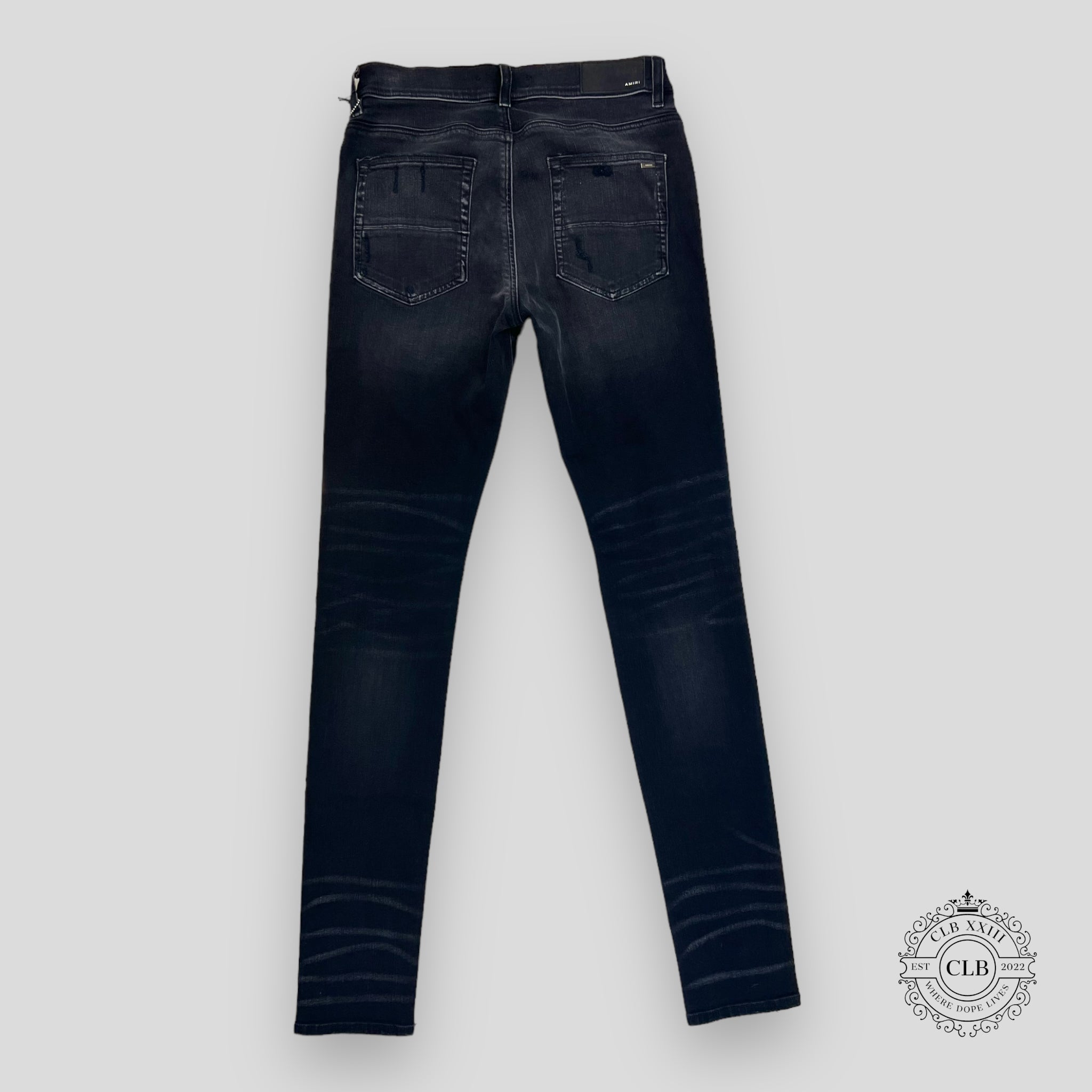 Amiri MX1 Brown Bandana Patch Jeans - Aged Black