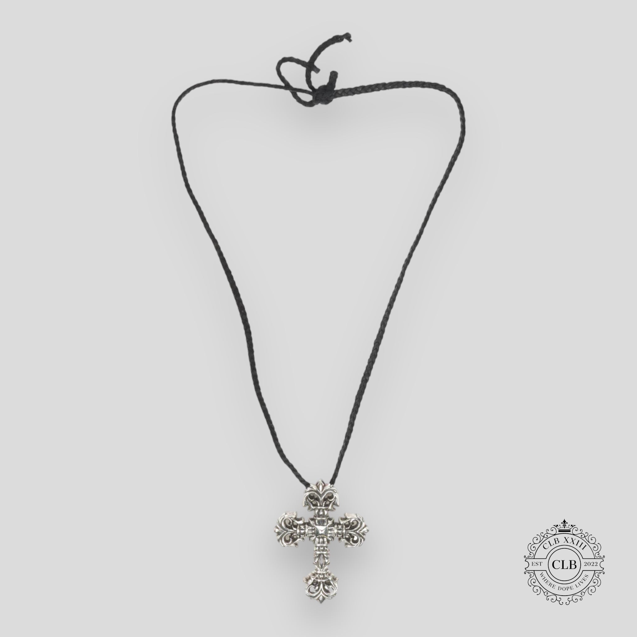 Chrome Hearts Leather Strap Cross Pendant Necklace