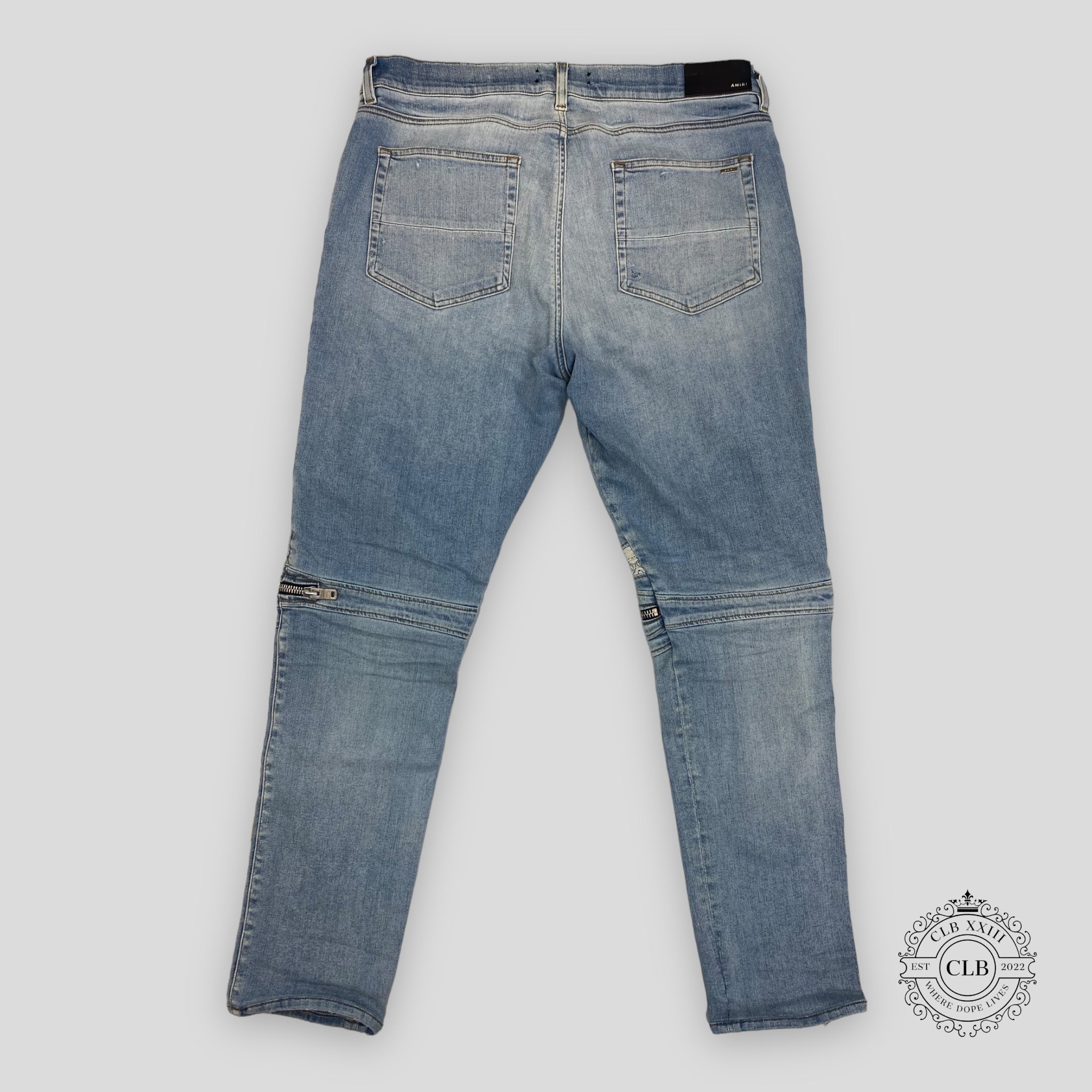 Amiri MX2 White Bandana Jeans - Clay Indigo