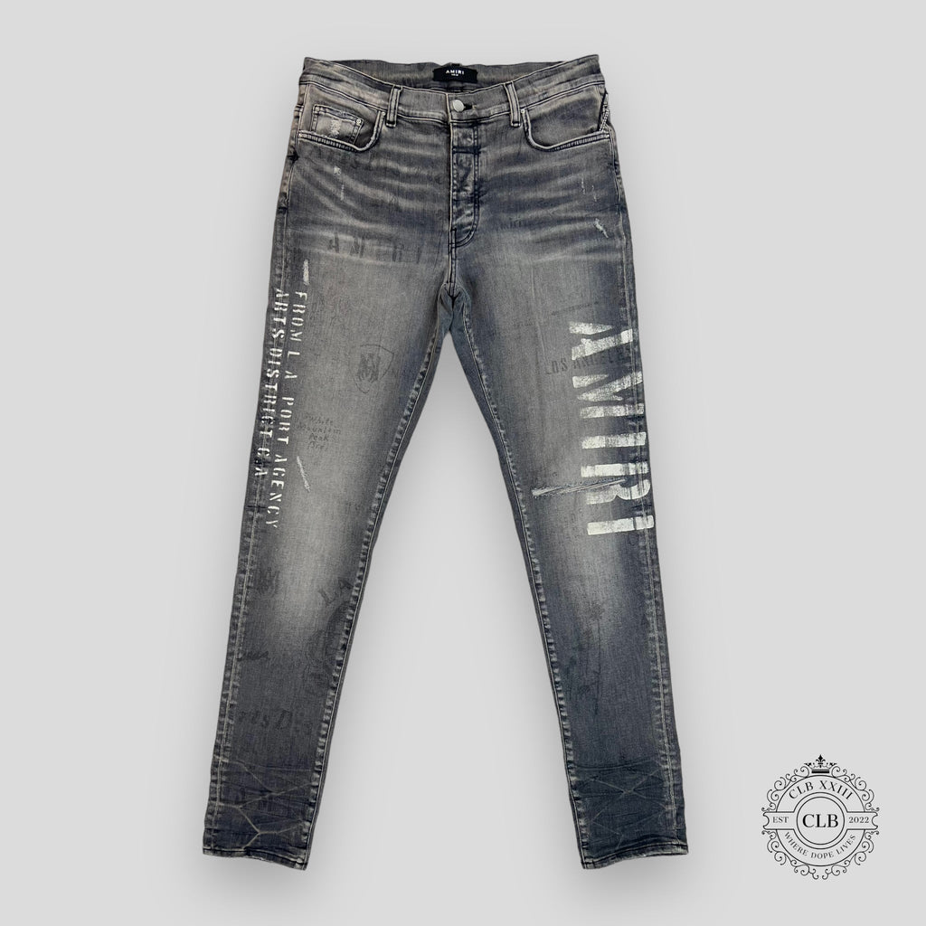Amiri Military Stencil Jeans in Grey