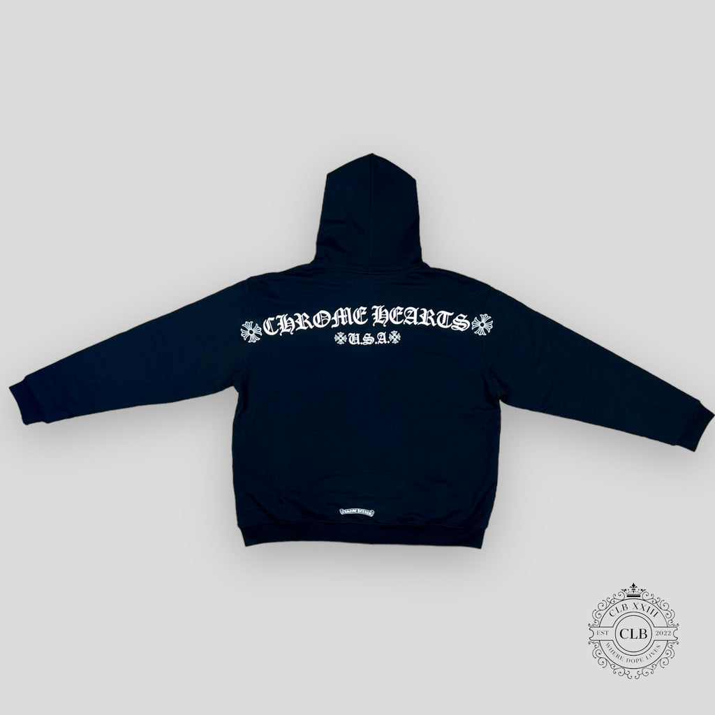 Chrome Hearts Logo Zip-Up Hoodie - Black