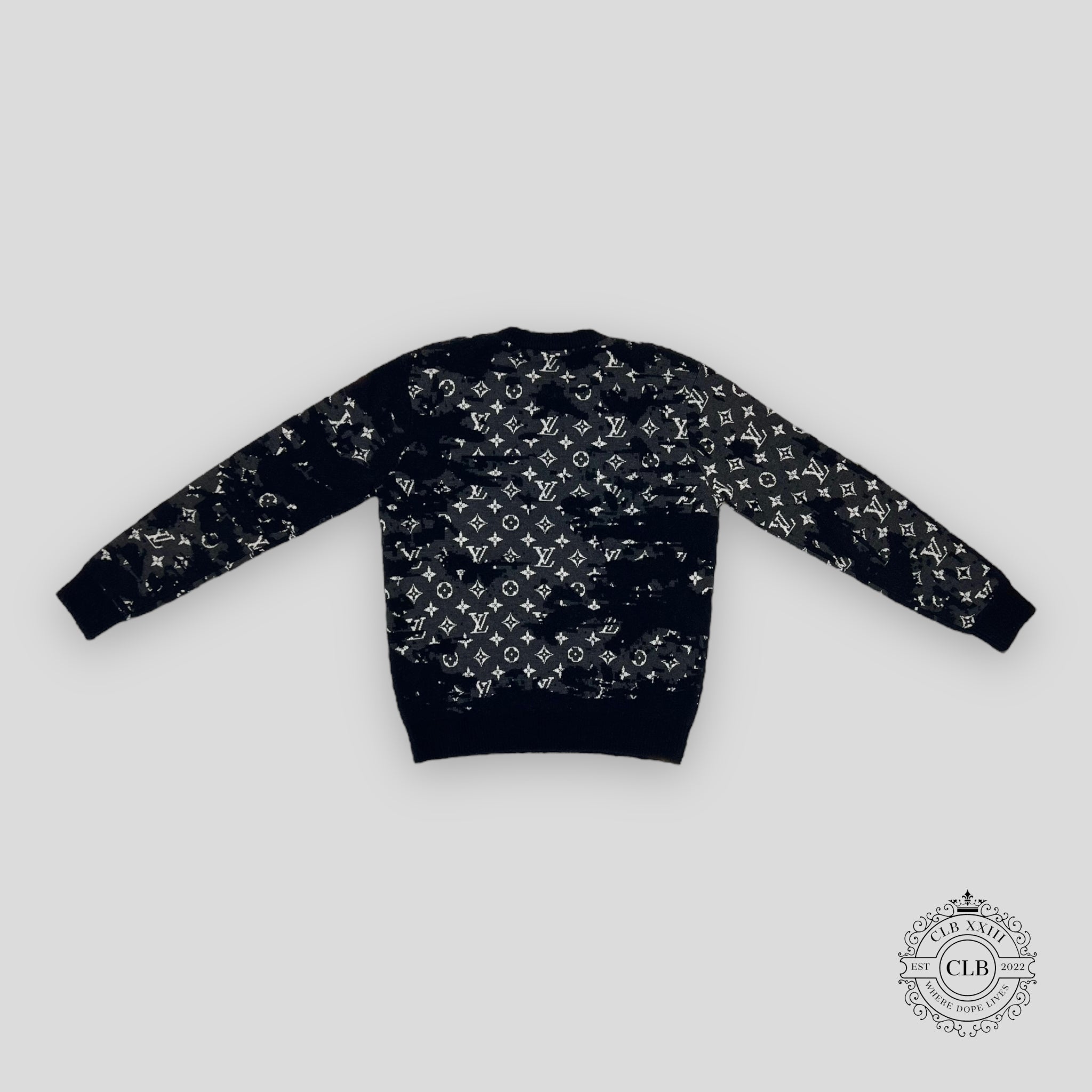 Louis Vuitton Distressed Flock Monogram Logo - Navy