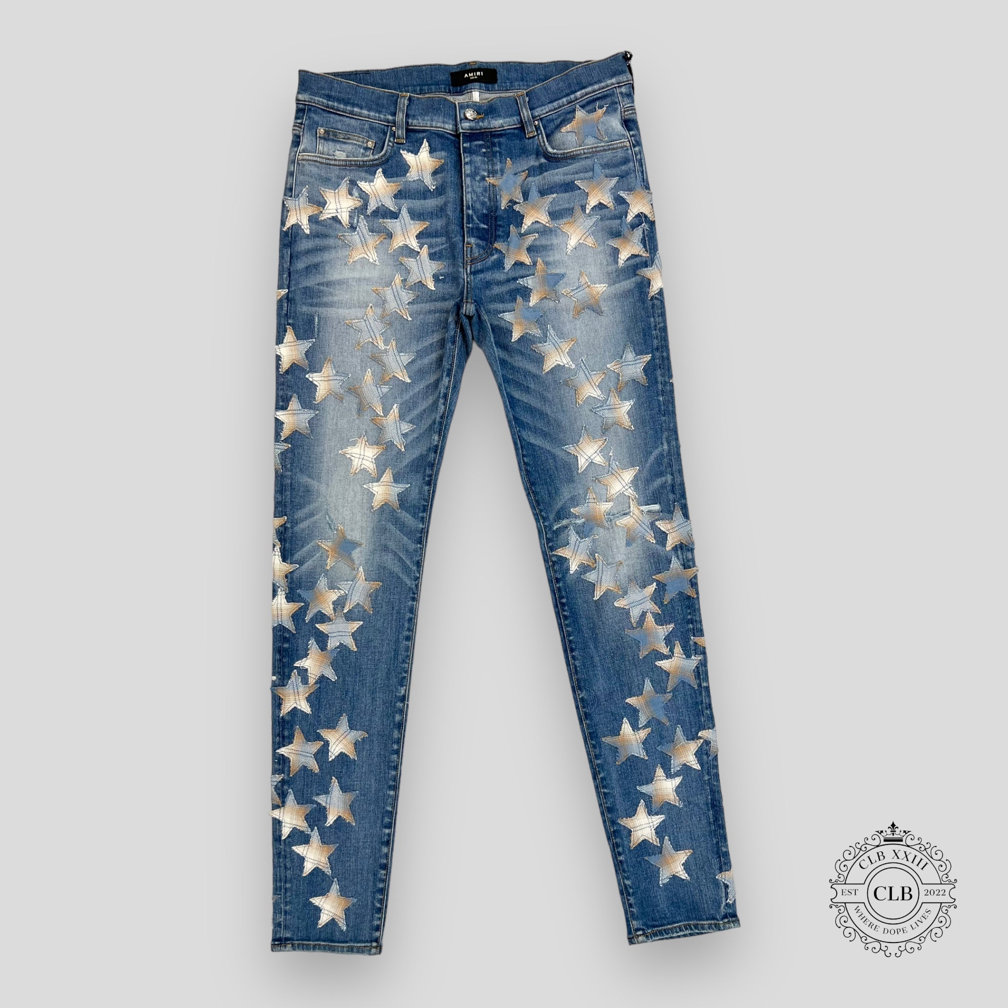 Amiri Plaid Star Chemist Jeans - 70S Indigo