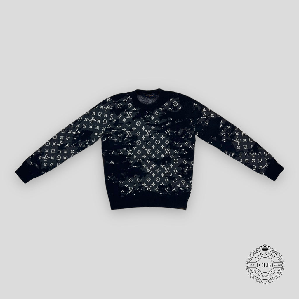Louis Vuitton Distressed Flock Monogram Logo - Navy